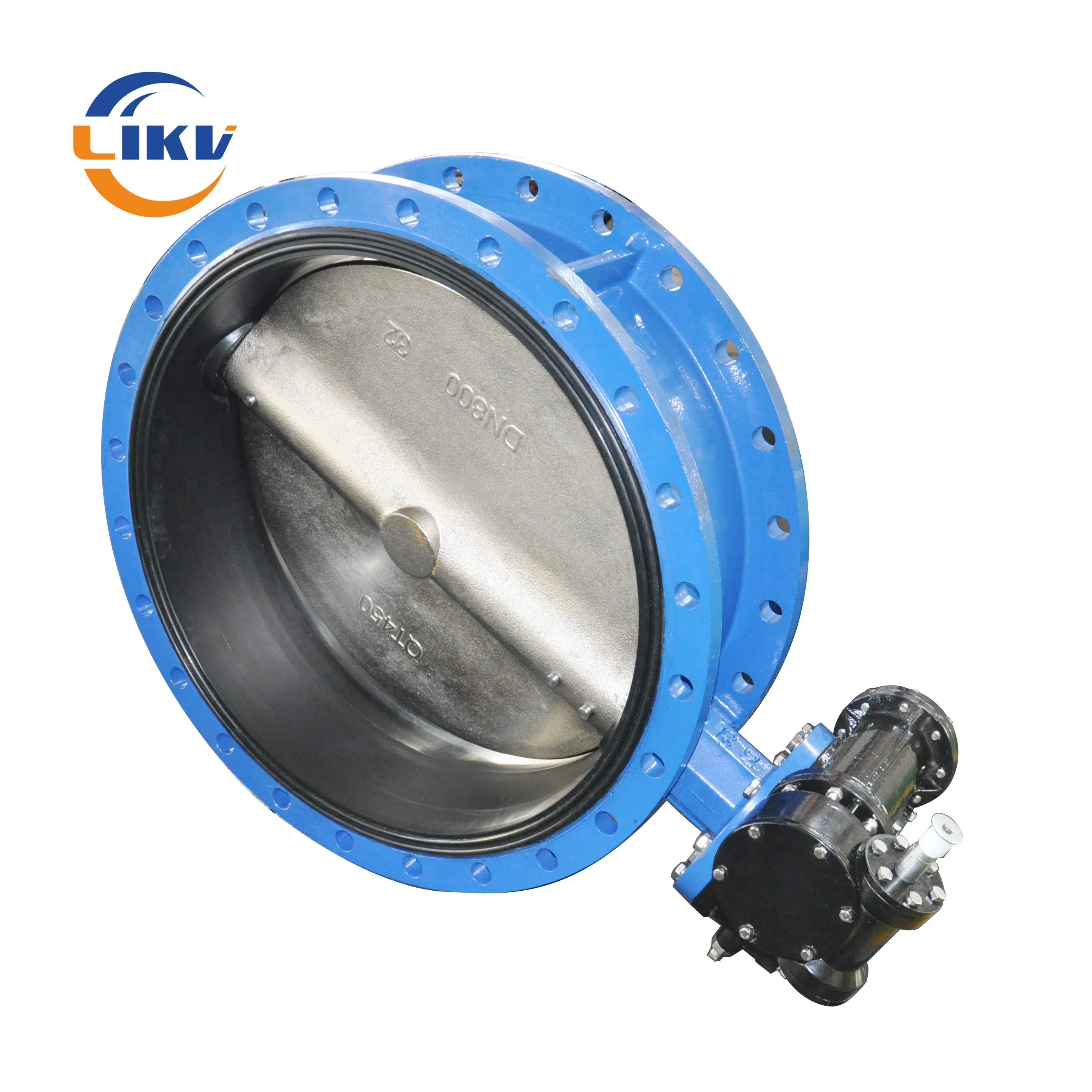 Cast Iron NBR Seal Pn10/16/25 Double Flange Butterfly Valve with Worm Gear Operated
