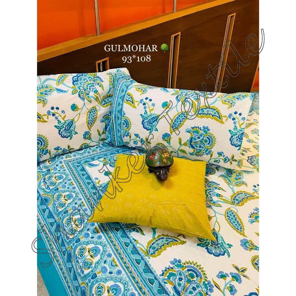 Modern 3pcs Romantic Floral Bed Sheet and Pillow Cover Set New Design Cotton Filling for Home or Hotel Use