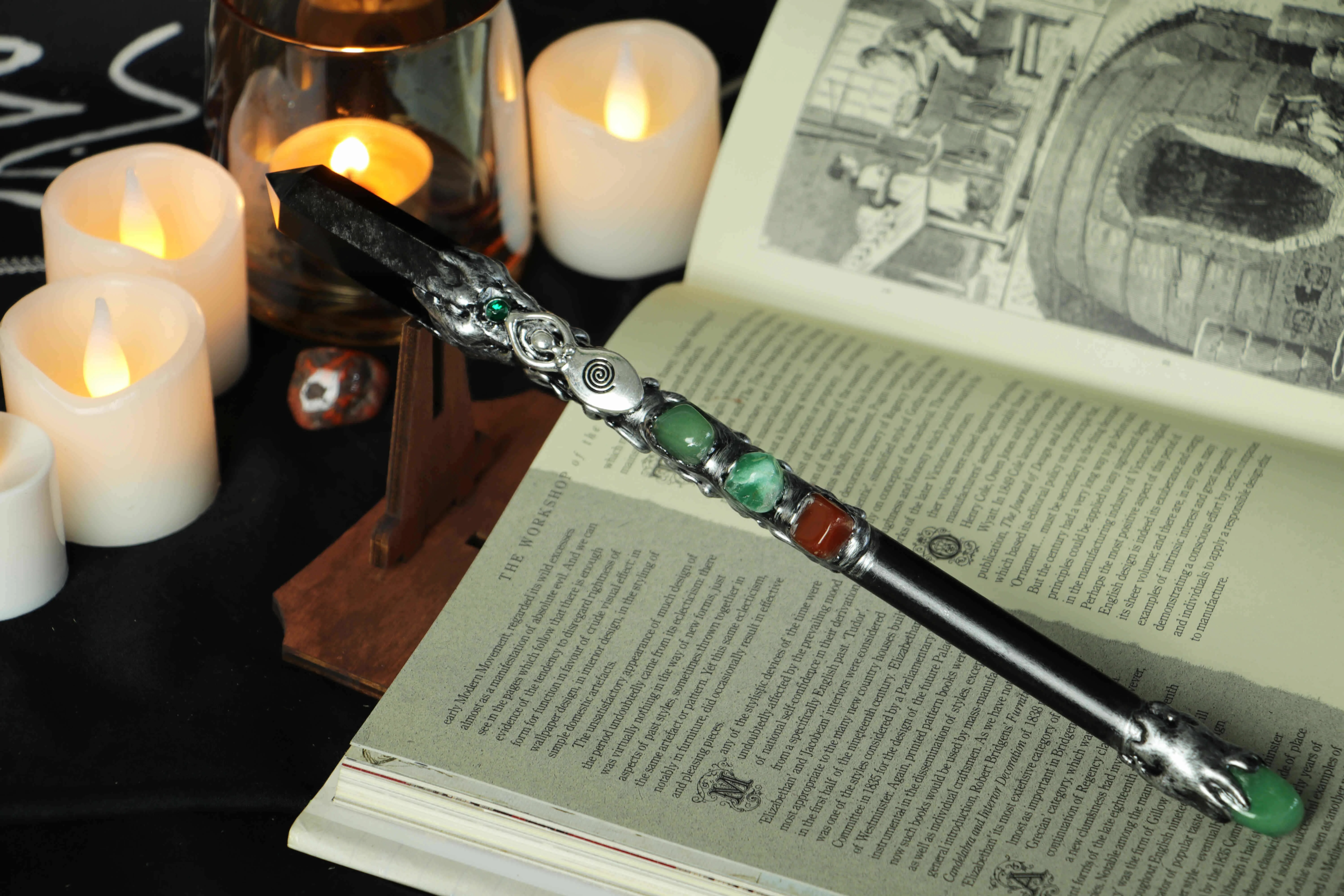 Spiral Goddess Alloy Crystal Magic Wand and Black Magic Obsidian Silver Mass Shipment Witch Cosplay 50 Love Gemstone Quartz