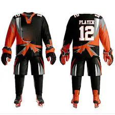 High quality vintage custom embroidered long sleeve custom unisex  hockey uniform
