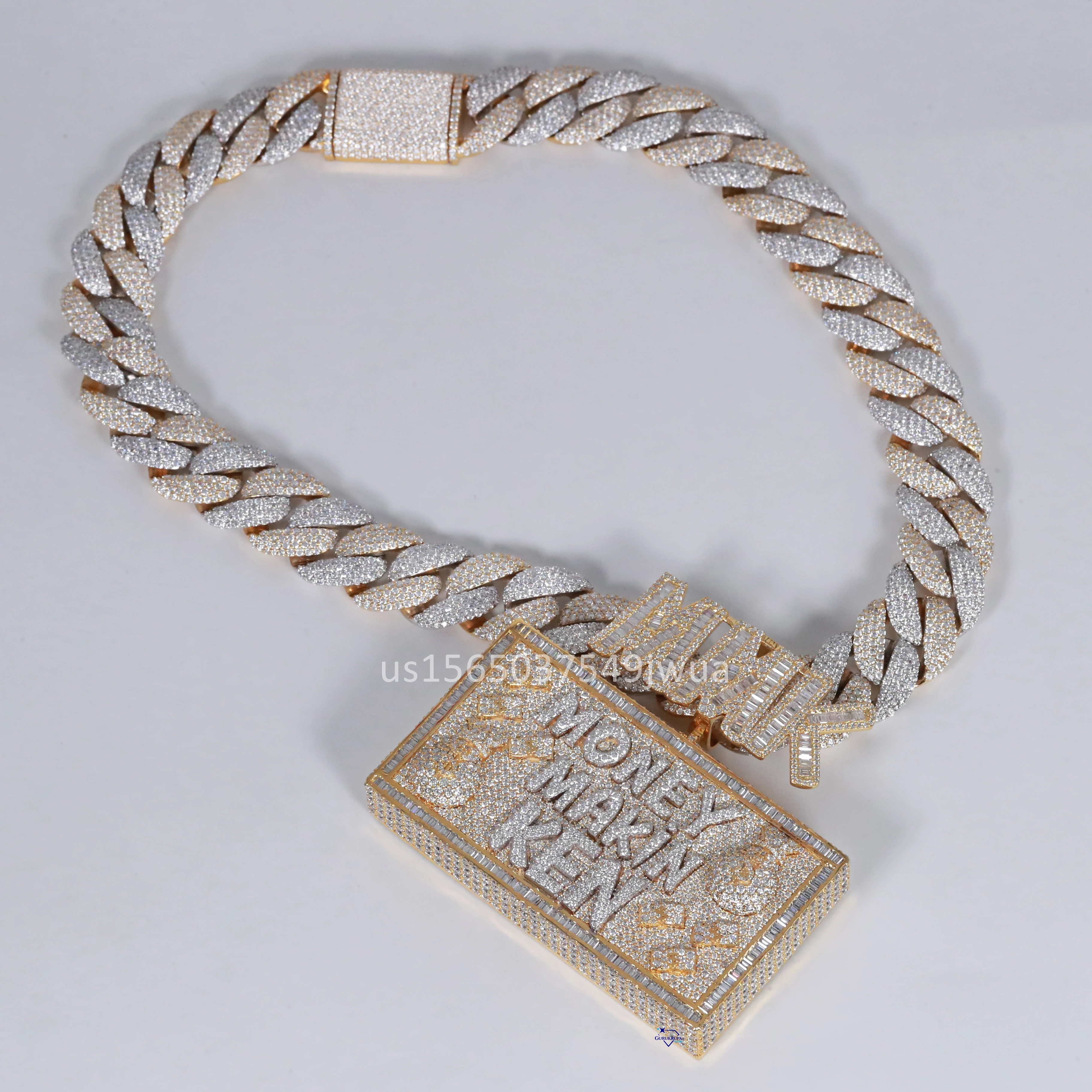 Attractive Design Mens Jewelry Crafted With 925 Sterling Silver Fully Iced Out Chain With Pendant Featuring Moissanite Diamonds