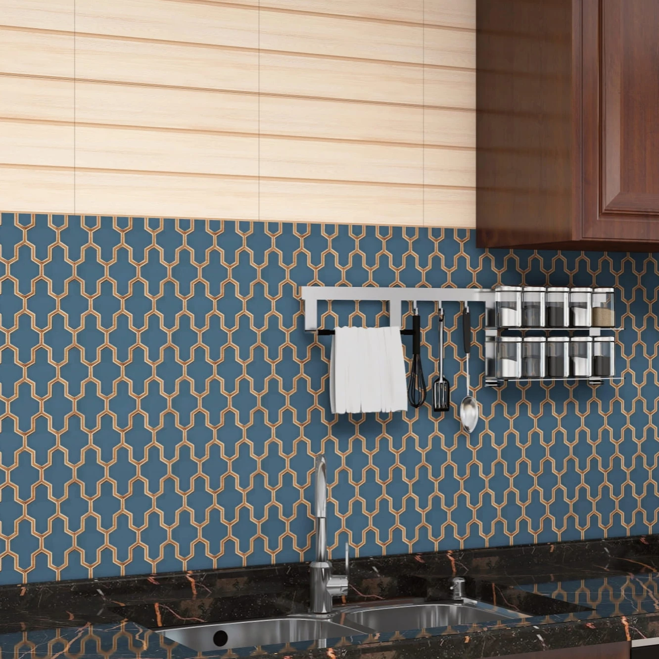 300x450mm Digital printing matt surface with blue Color Concept and decorative Kitchen wall floor for design gray ceramic tile