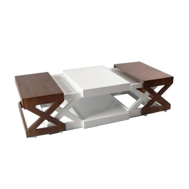 High Quality Centre Coffee Table Wooden Walnut Double Service Stand With Wheels 125*65*40cm 0,35 M3/28 KG