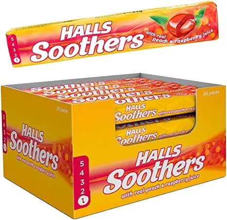 HALLS SOOTHERS PEACH + RASPBERRY 45G (20)