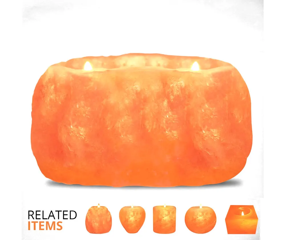 2023 Luxury Himalayan Natural Salt Candle Holder Handmade Metal Christmas Decor Elegant Himalayan Salt Products
