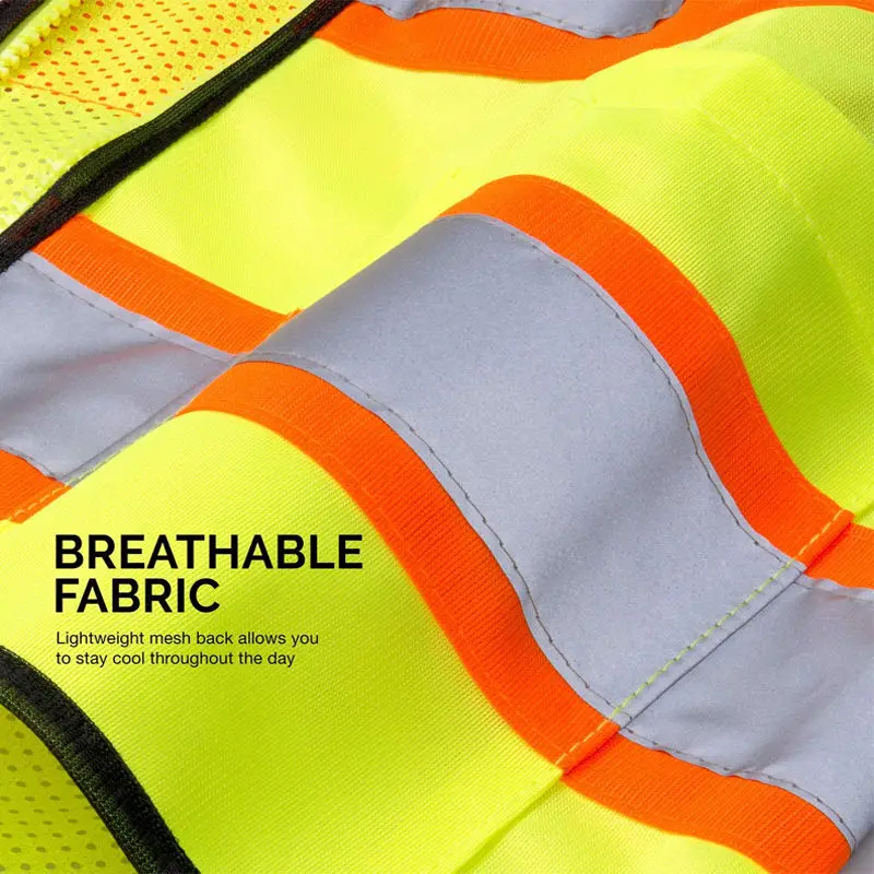 Multi-function Pockets Outdoor Engineering Clothing Mesh Multi-fold Reflective Vest Stripes Safety Vest