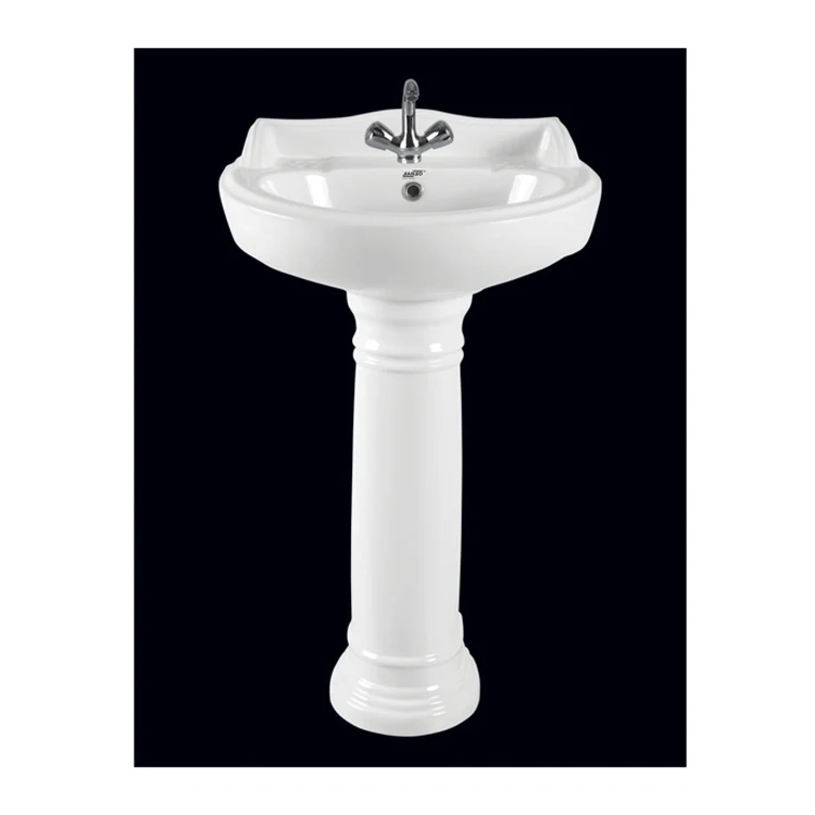 Experienced in Manufacturing Outstanding Quality Oval Shape Bathroom Sink Wash Basin with Pedestal for Bulk Orders