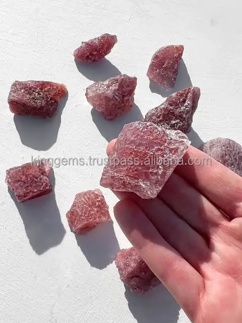 BEST SELLING WHOLESALE NATURAL CRYSTAL STRAWBERRY QUARTZ ROUGH STONE FOR REIKI HEALING STONE TANZBERRY QUARTZ RAW TUMBLED STONE