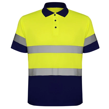 Hi Vis Reflective Polo Shirts High Visibility Safety Short Sleeve Polo Shirt with Black Bottom Orange Yellow Reflective T-Shirt