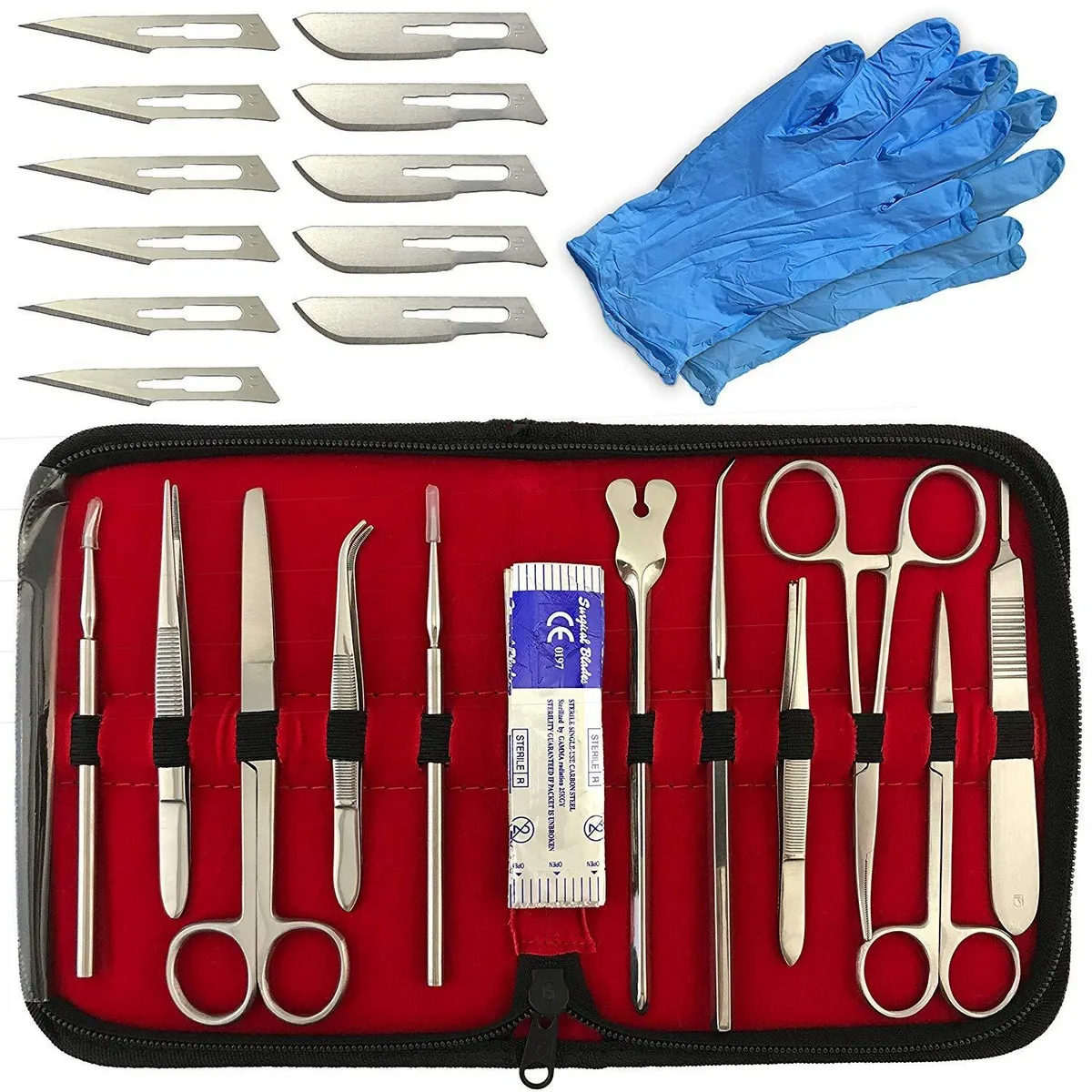 ADVANCED DISSECTING DISSECTION KIT Set with SCALPEL Knife Handle Blades BIOLOGY LAB ANATOMY Medical Student Steel Ce
