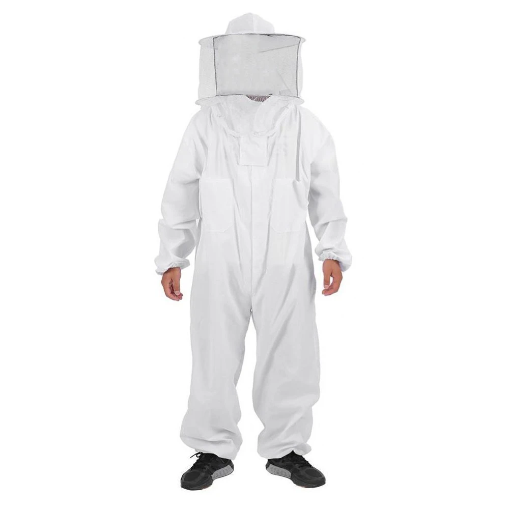 Cotton Coverall with Hood Water-Proof Ventilated Beekeeping Protective Clothing Honey Bee Suit for Beekeepers