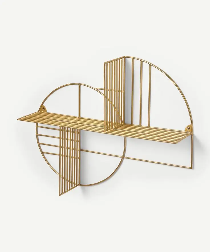 Black Finished Large Decorative Wall Mounted Standing Curved Metal Shelves Storage Organizer for Kitchen Bathroom