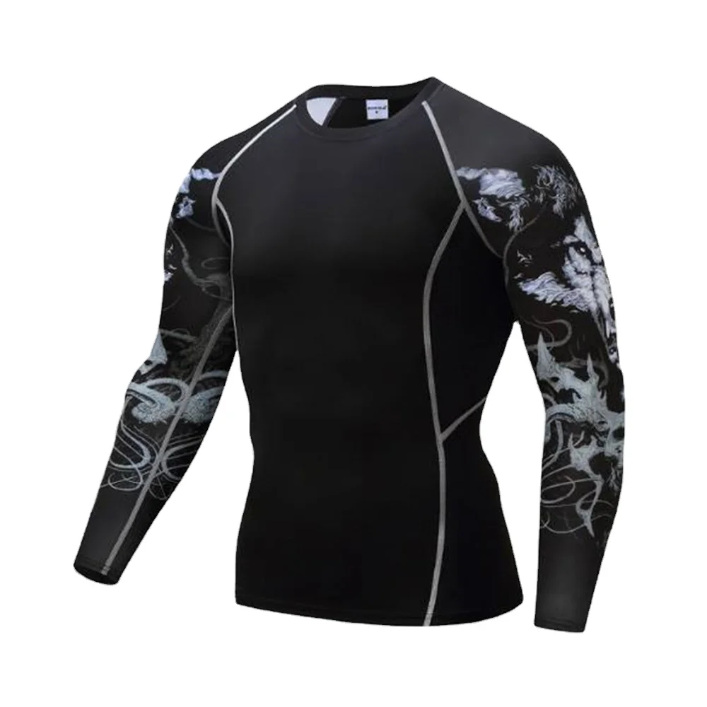 Rash Guard Tops Rashguard Custom Compression Shirts For Men Compression Long Sleeve Compression Rash Guard For Mens Wholesale