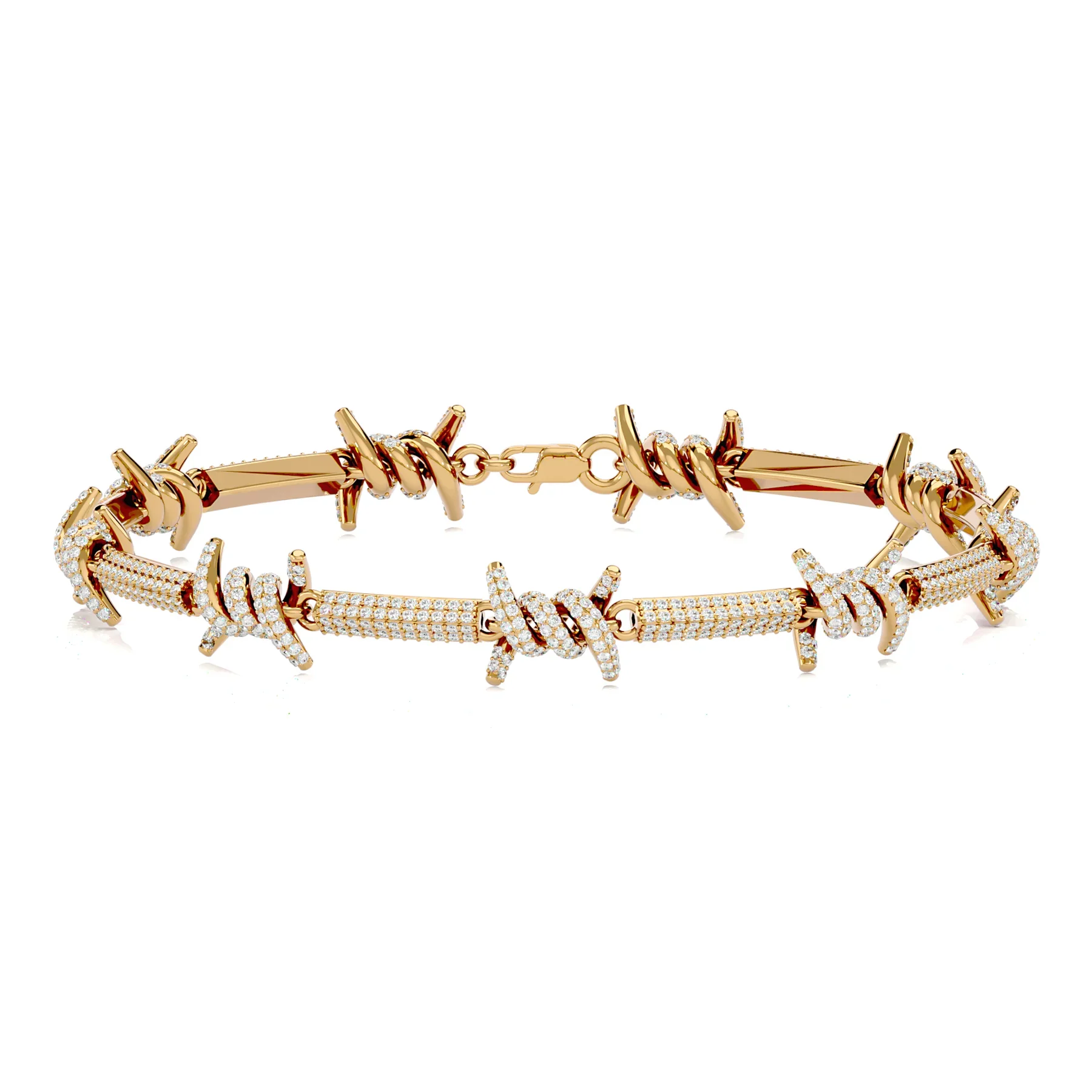 High Quality Best Selling Barbed Wire Spiked Pure Solid Gold Bracelet African American European Cool Stylish Celebrity Bracelet