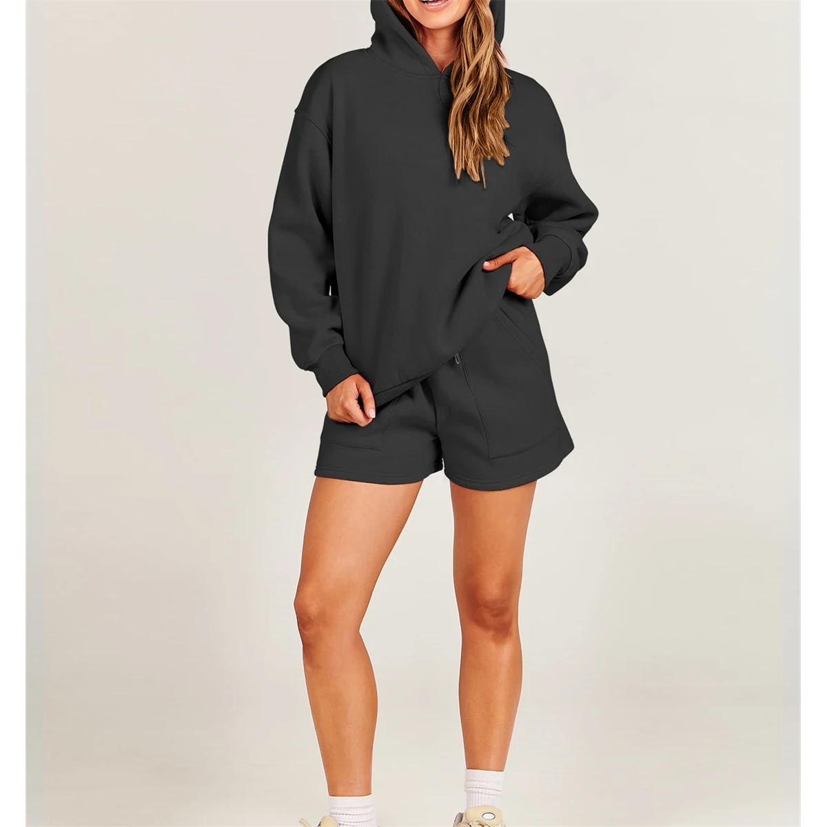 High Quality Womens Jogger Pants Bottoms Zip Hoodies Sportswear Women 2 Piece Outfits Shorts Sweatsuit