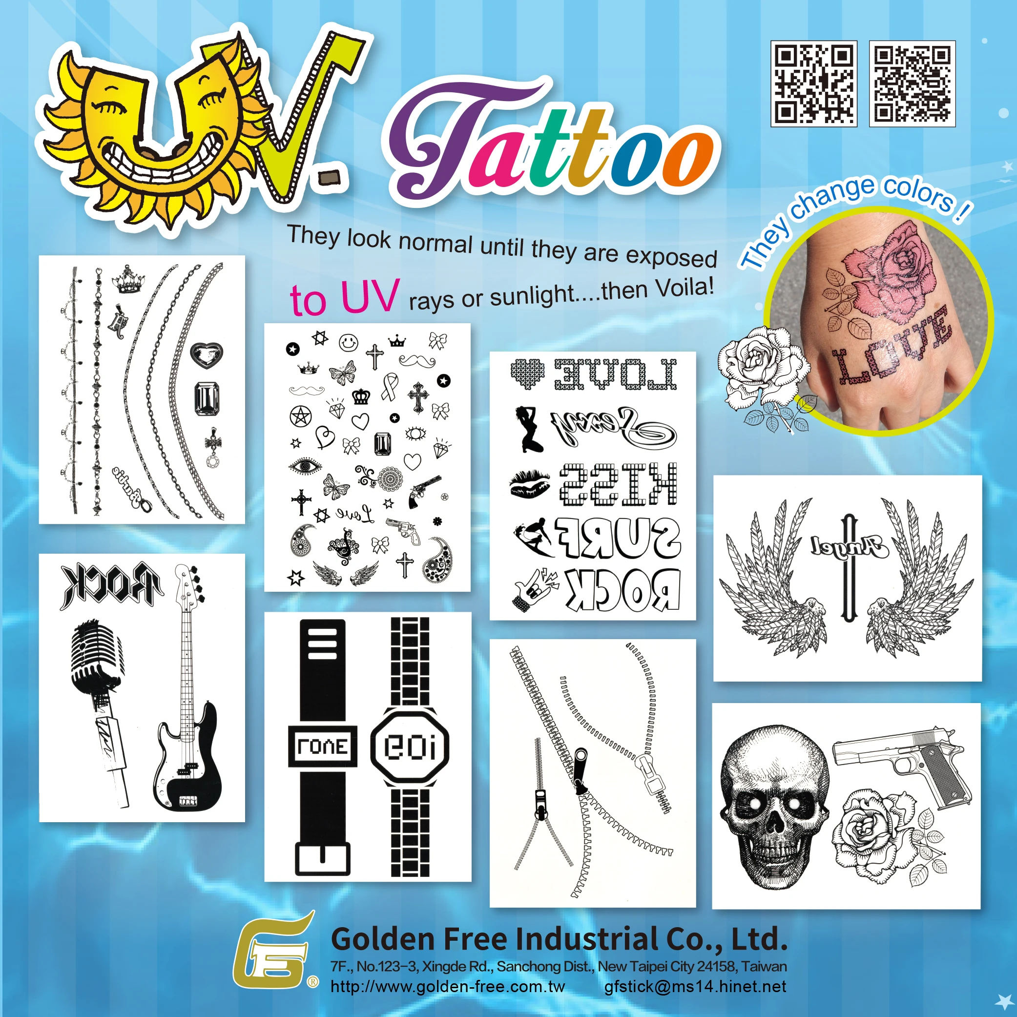 UV Tattoo Sticker, Available in Flower Shape Design