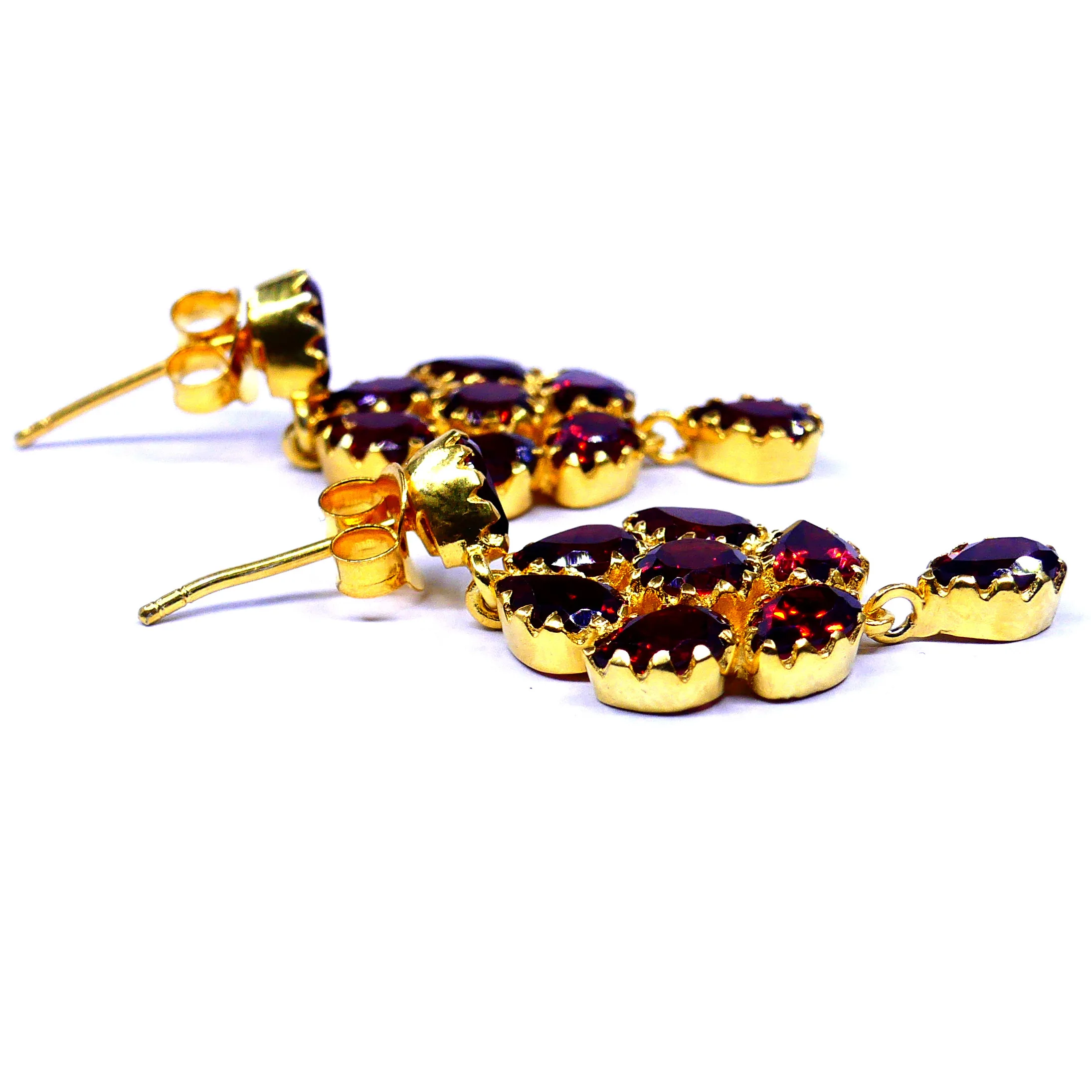 Traditional Sterling Silver 925 Handmade Party Wear Garnet Gemstones Elegant Women Wear Wedding Earrings