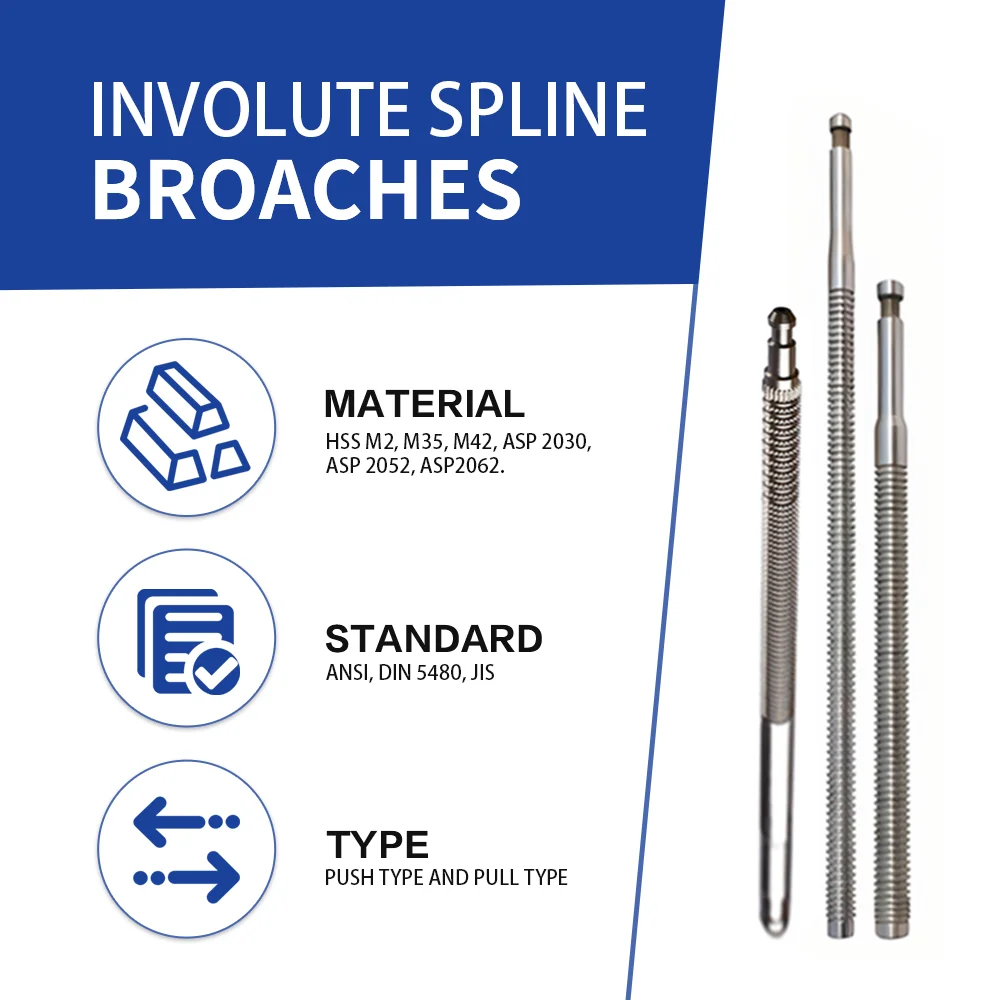 Factory customization HSS M2 M35 M42 Broaching tool Internal spline broach Involute spline broach for lathe