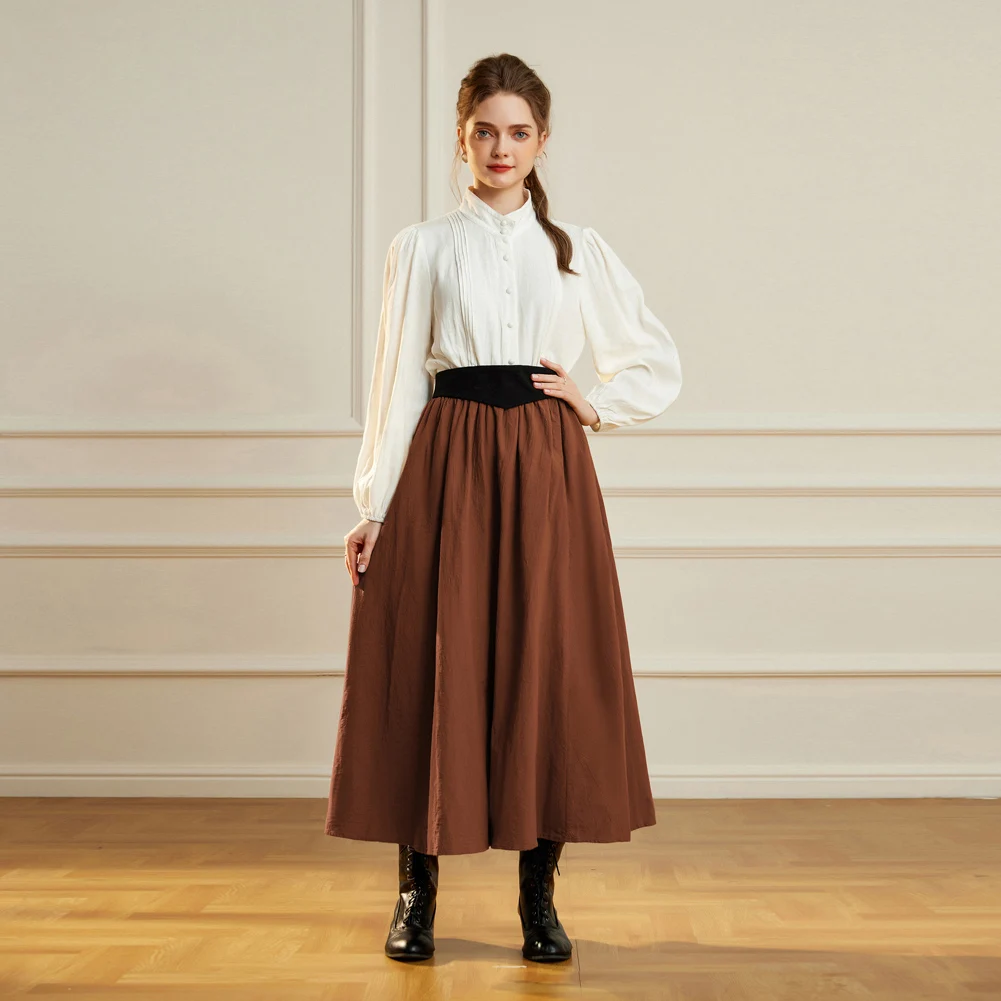 OEM Ladies Gothic Renaissance Maxi Swing Elastic Waist Belt Decorated A-Line Custom Vintage Long Womens Skirts