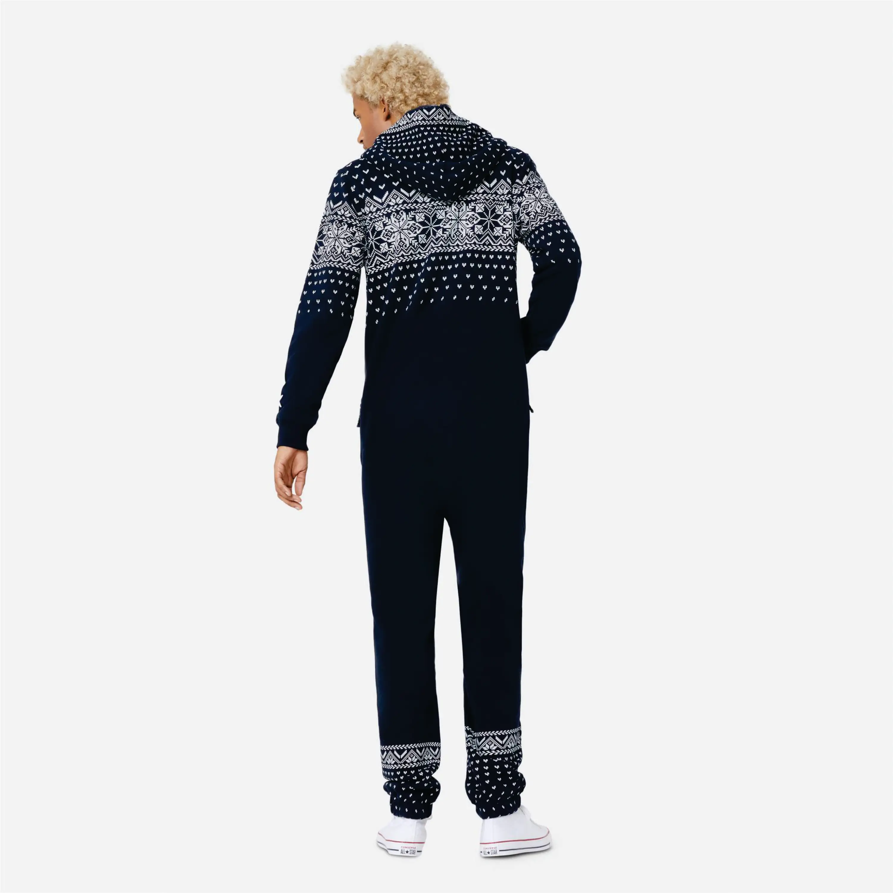 Print Detail and Embroidered Logo 50% Polyester  Cotton Side Pockets with Zipper Closure Unisex Mid night blue Alpine Jumpsuit