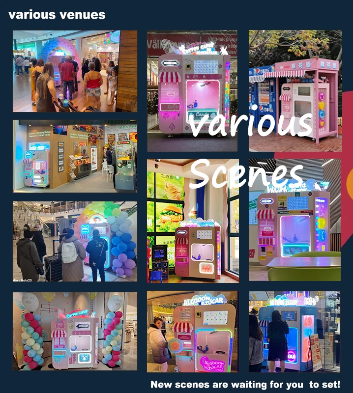 Full automated cant cotton vendon machine commercial vending candy cotton machine