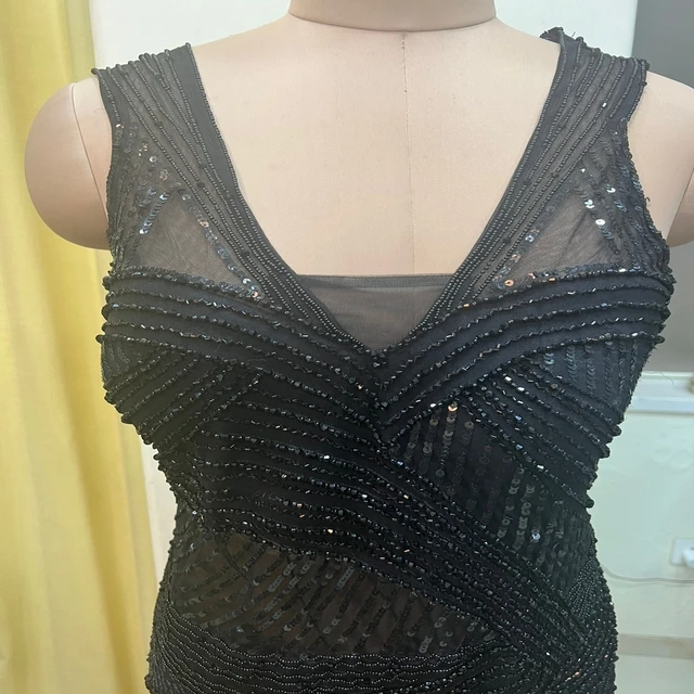 Modern Slim Fit Sexy Women Dresses in Chiffon Fashionable Print Outfits for Cocktail Prom Evening Party with Beading Decoration