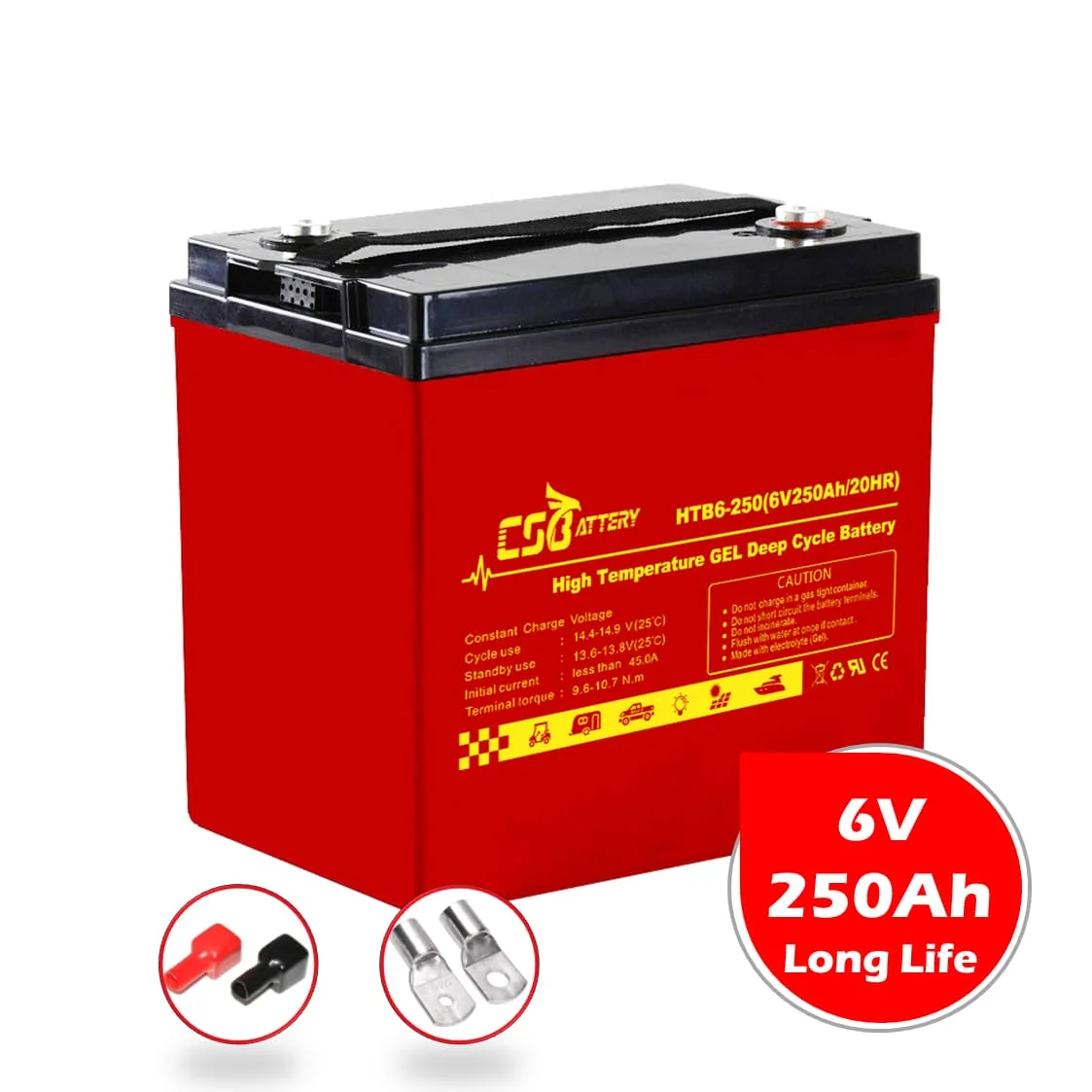 CSBattery 6 В 250ah регулируемая батарея с клапаном глубокого цикла для солнечной/лодки/противоугонной и GPS/Amy