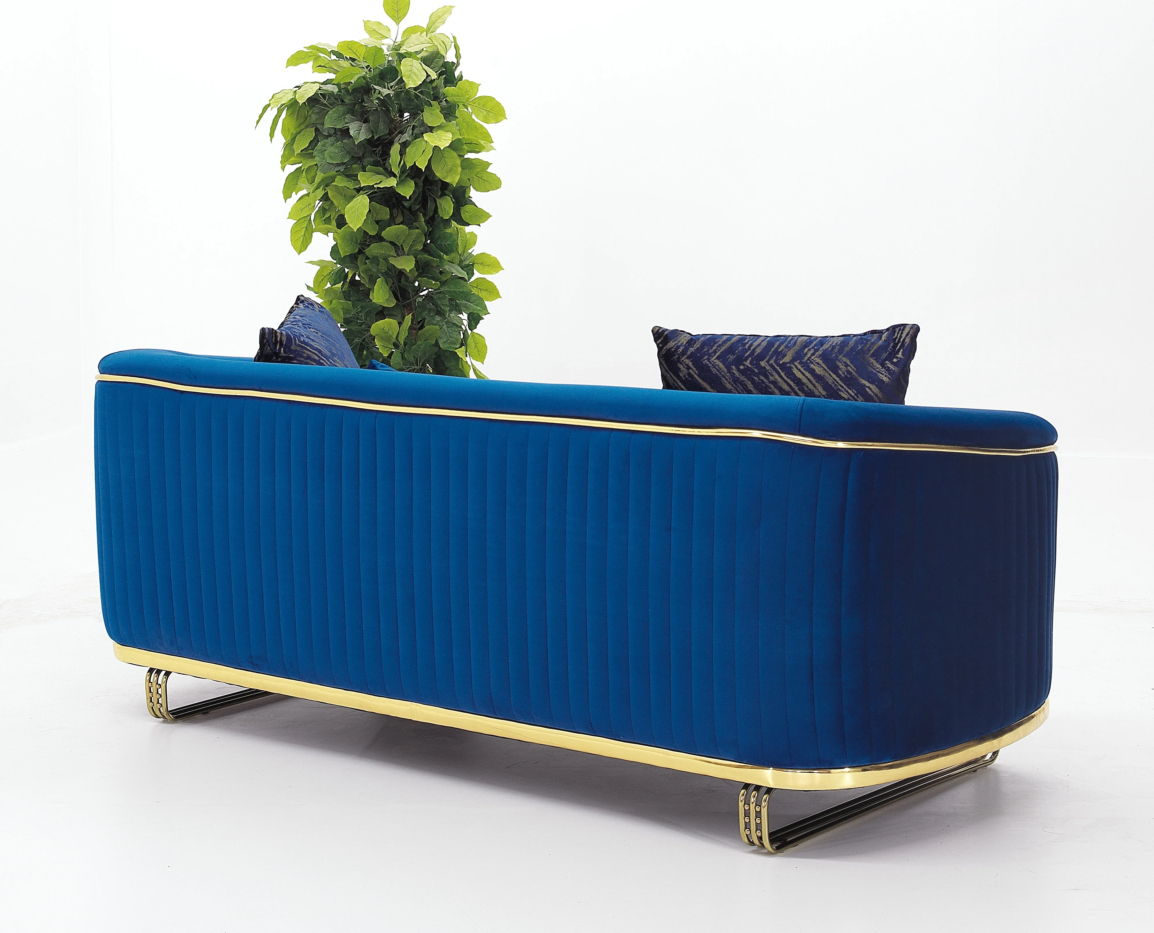 Home furniture Chesterfield Design Royal Luxury Gold foot Living Room Fabric Velvet Sofa set