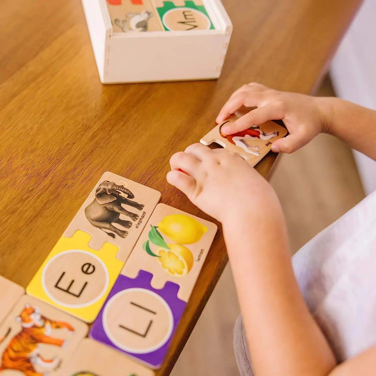 Self-Correcting Alphabet Wooden Puzzles With Storage Box 52 Pcs ABC Puzzle