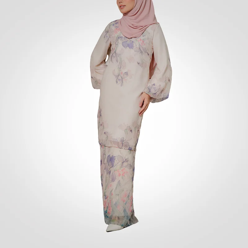 SIPO 2024 new design baju Kurung Moden Premium Soft Chiffon  Muslim Dress modern cutting with Beautiful floral print Baju Kurung