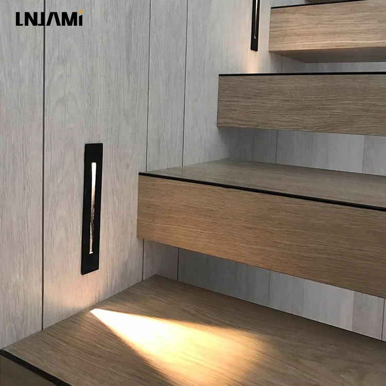 LNJAMI Smart Modern Indoor 3W Wall Recessed LED Stair Light Step Light With Motion Sensor