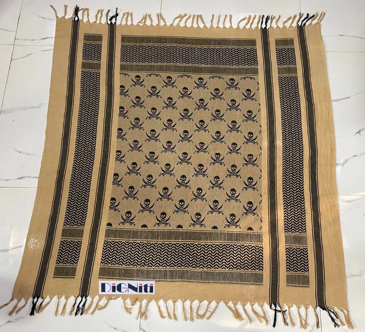 Tactical Scarf Shemagh Desert Scarf in Skull and Sword design cotton camouflage combat head wrap Arab plo scarf