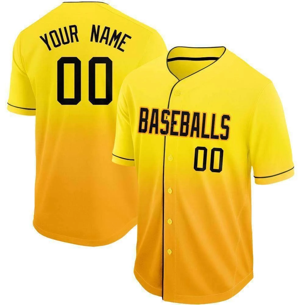 Black and White with Gold Stripe custom Colors Baseball Jersey Sportswear quick dry breathable Baseball Jersey Half Sleeve