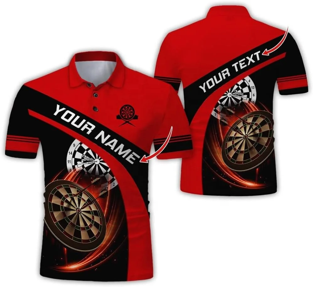 Custom Dart Shirts Polo Jerseys Men Women Personalized Name 3D American Flag Sublimated Dartboard Shirt