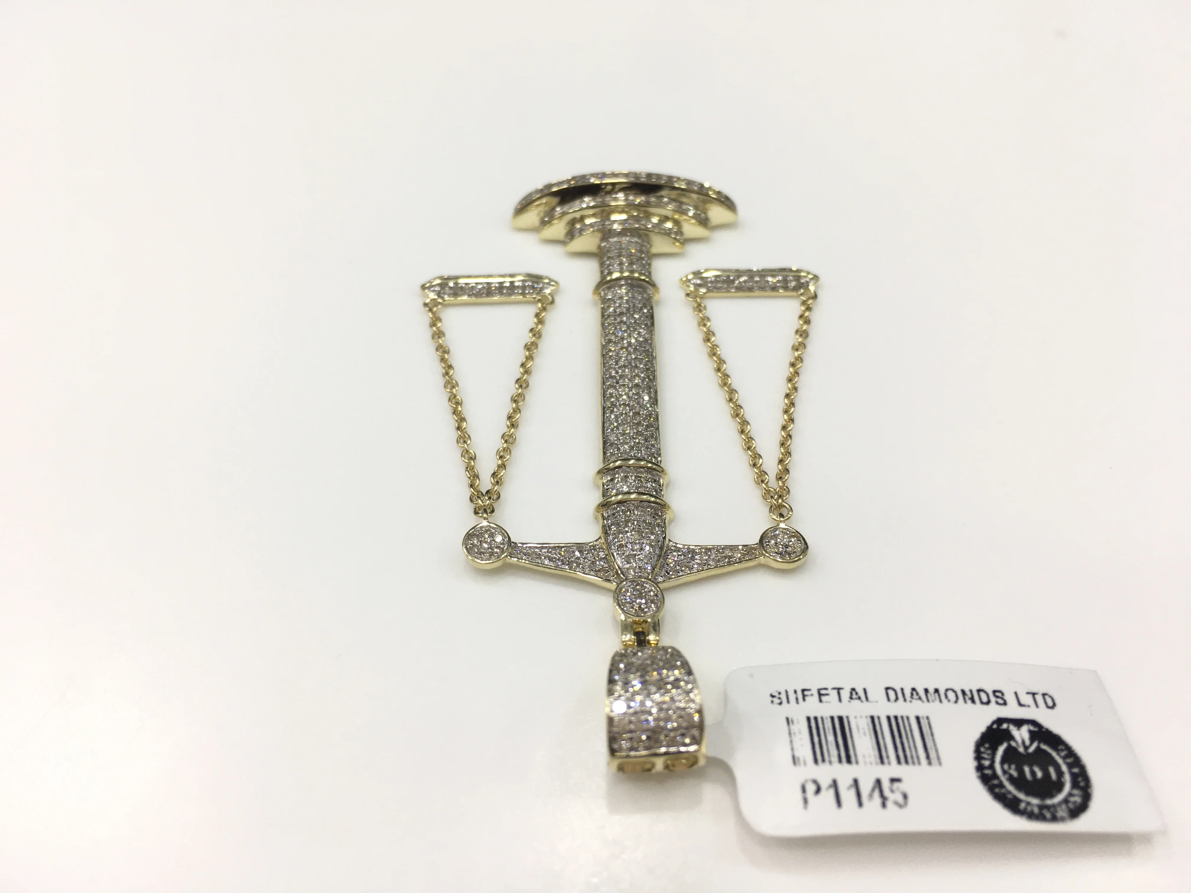 Fully Iced Out Real Diamond Studded Libra Sign Diamond Weighting Scale Hip Hop Style Pendant
