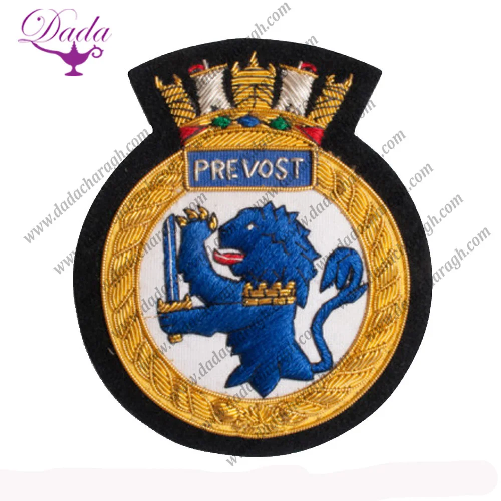 Hand Embroidered USN motif Metal Thread Bullion Wire American Officer Crest, Badge, Shadow Box, Patches, Naval