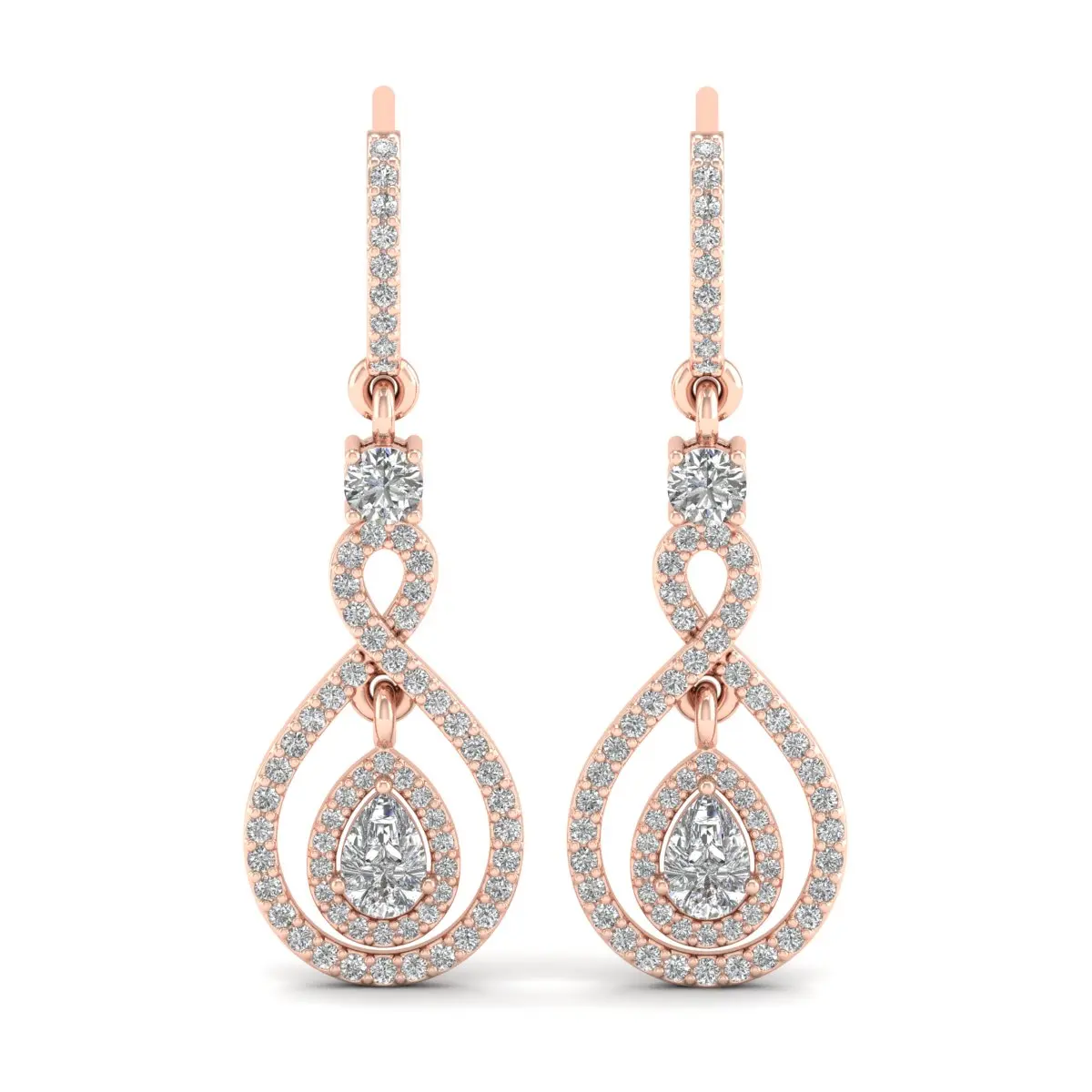 REYES New Fashion Pear Cut 1.13 Carat Moissanite Drop Earrings 9K 14K 18K 22K Solid Rose Gold Anniversary Gifts for Women