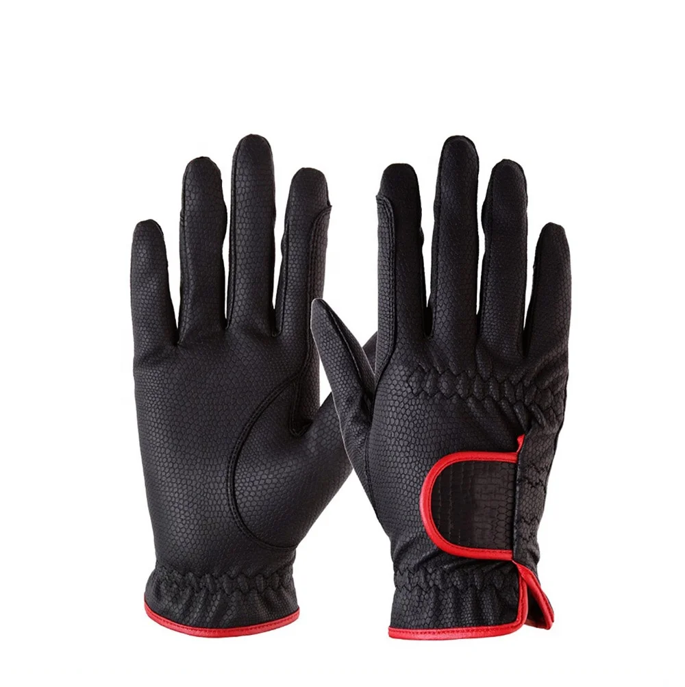 Leather Horse riding gloves Equestrian Best Quality Synthetic Leather Smoothness Equestrian Horse Riding Gloves for Ladies Girls
