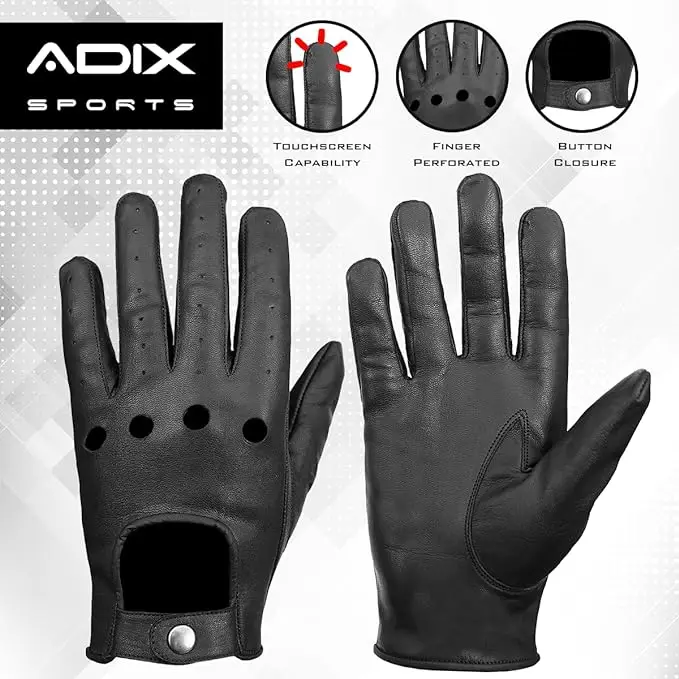 ADIX Sports Black Leather Driving Gloves for Men & Women Winter Must-Have Touch Screen Functionality Riders & Drivers Accessory