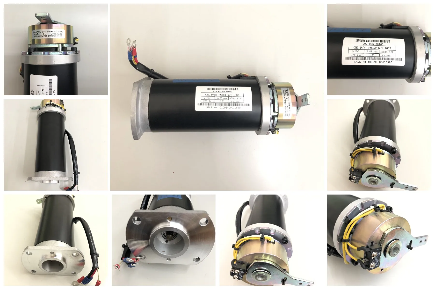 C09-075-00100 Motor incl. a brake 270W 4700RPM 3NM  PM25R-63T-1002 Golden Mobility Scooters