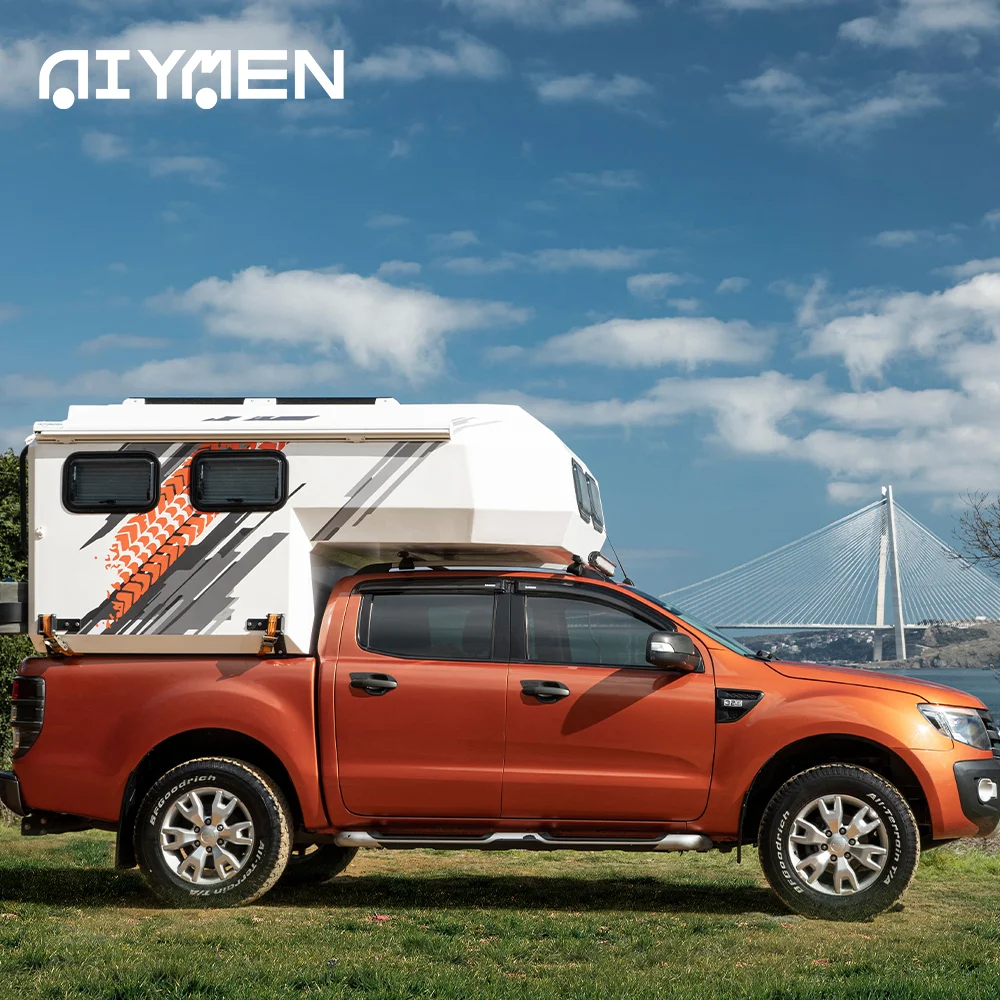 Popup Mini Unimog RV слайд из легкого композитного пласта Ram 1500 короткой кабины над пикапом