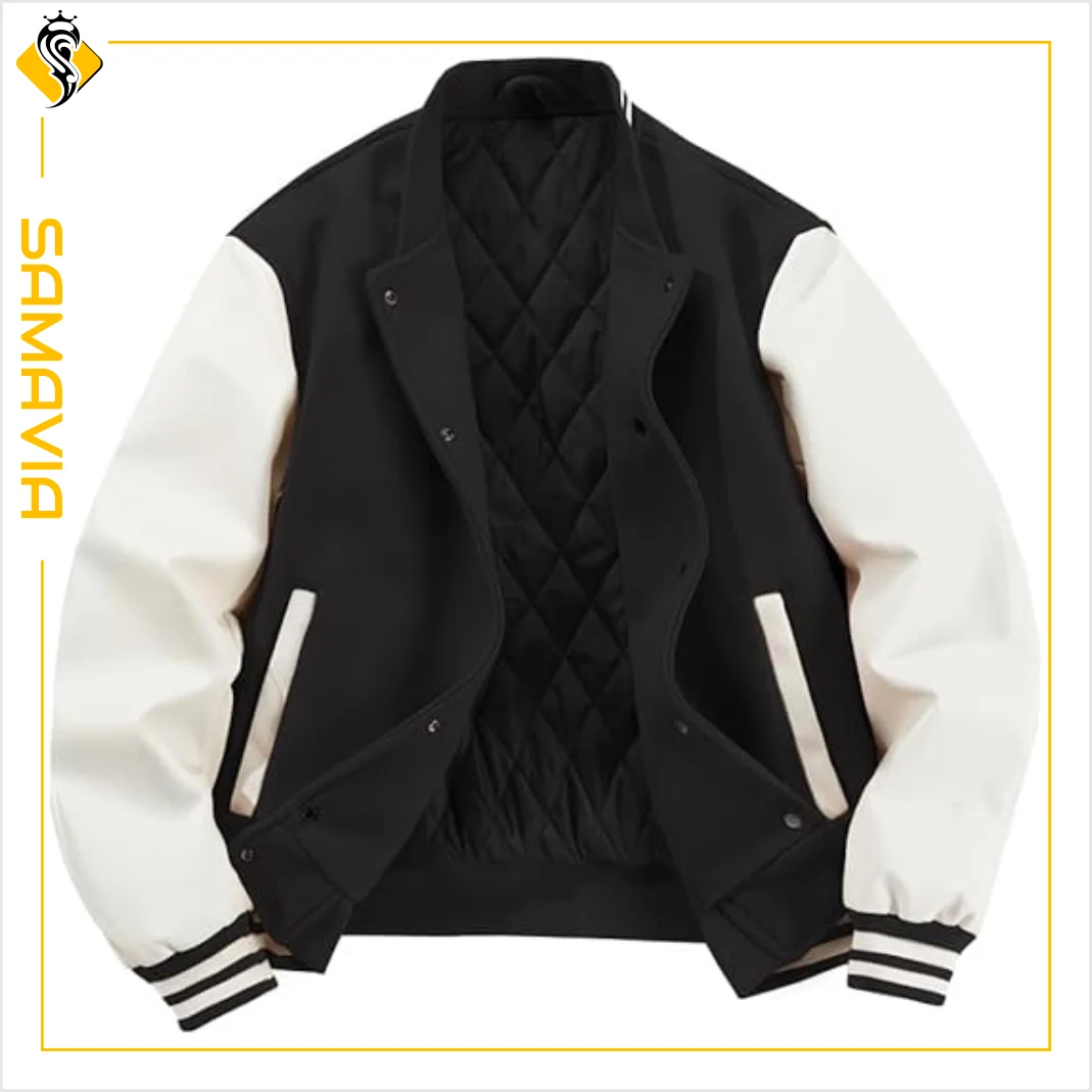 SAMAVIA Industry Personalized College Varsity Jacket | Custom Wool Leather Bomber Jackets for Women Breathable