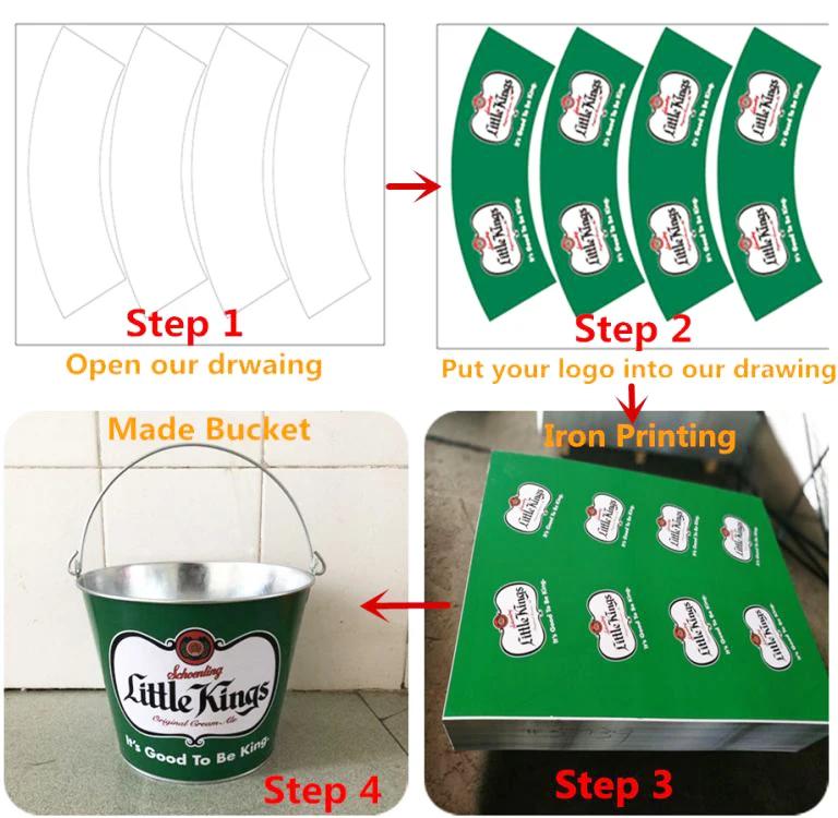 High quality beer bucket holds about 6 beers personalized logo metal wine bucket beer bucket with handle for party bar