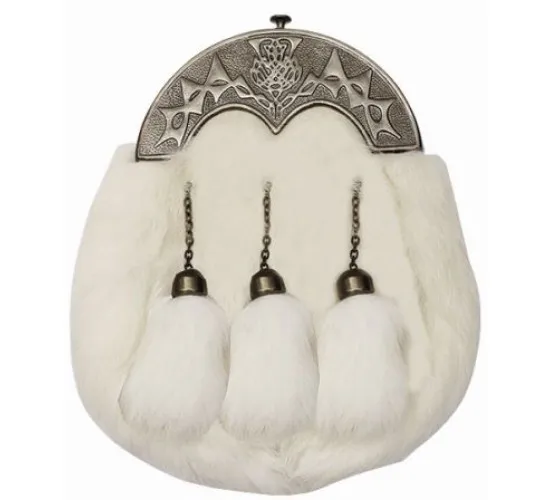 High Quality Custom Made Full Dress Bagpiper Sporran Highland Dress Metal Cantle Sporrans Fur Material Wholesale Bulk Packaging