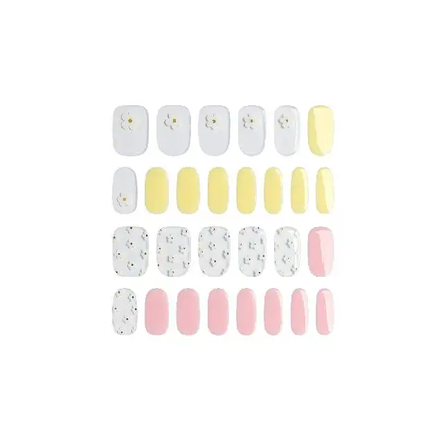 GLOSSYBLOSSOM PRO Daily Daisy, Perfect Half-hardened Real Gel Nails High-quality Sticker Manicure Salon Art by Self Non Soak-Off