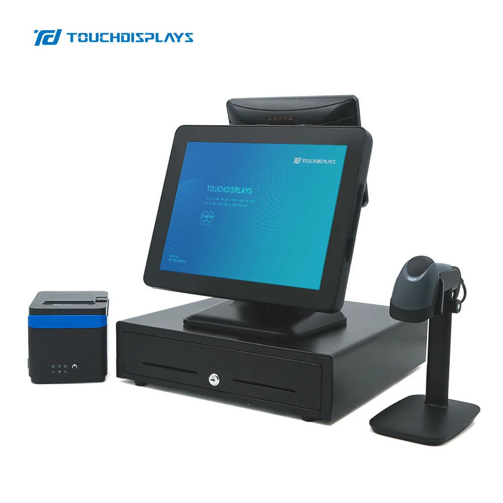 Small business outdoor vending pos terminal with cash box thermal printer barcode scanner