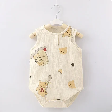 Summer baby home suit Bodysuit cute cartoon bear rabbit boy girl boy climbing pajamas slim newborn kids sleeping clothes
