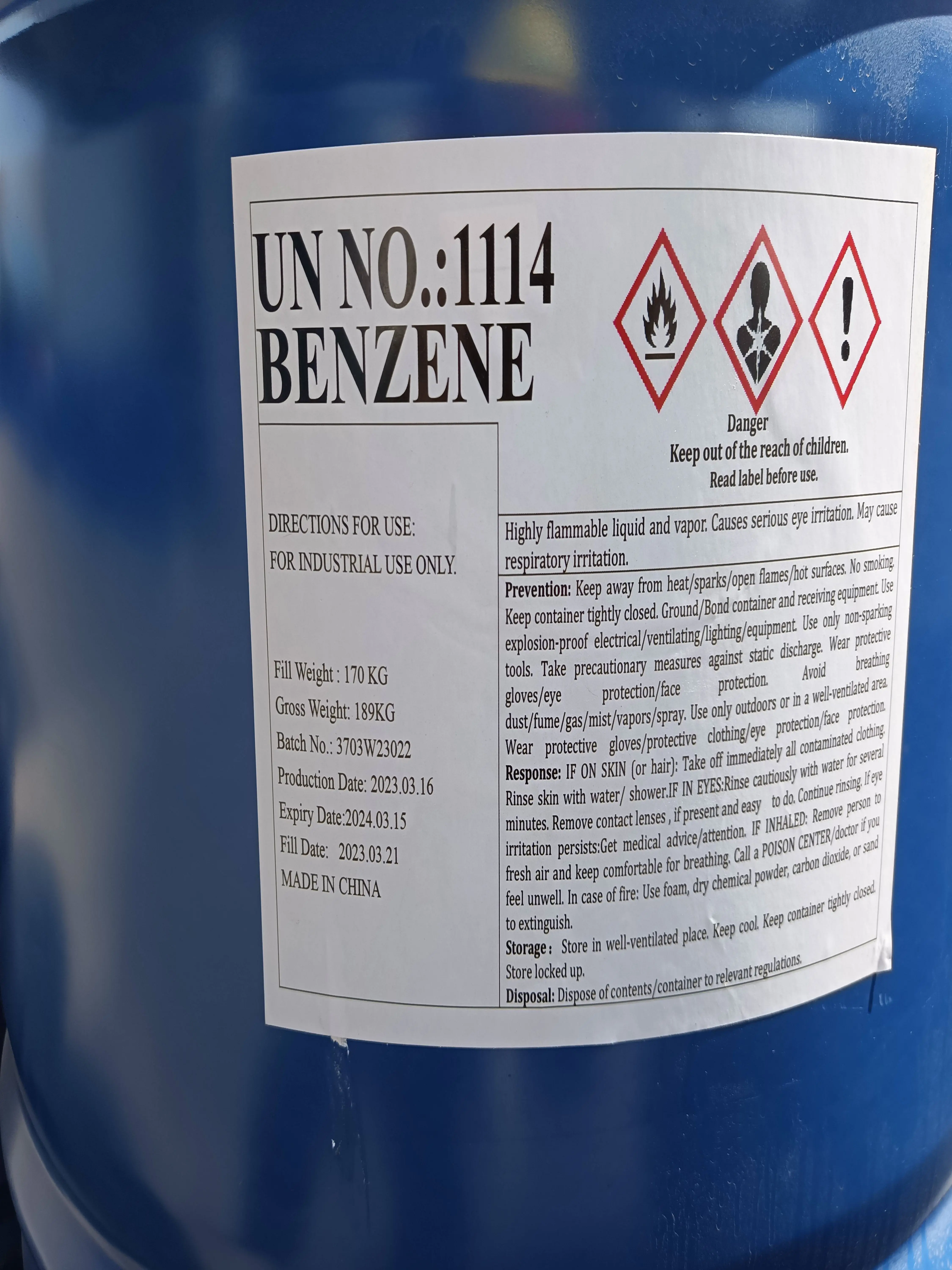 High quality 99.8%Min CAS NO.71-43-2 pure benzol/ pure Benzene with prompt delivery