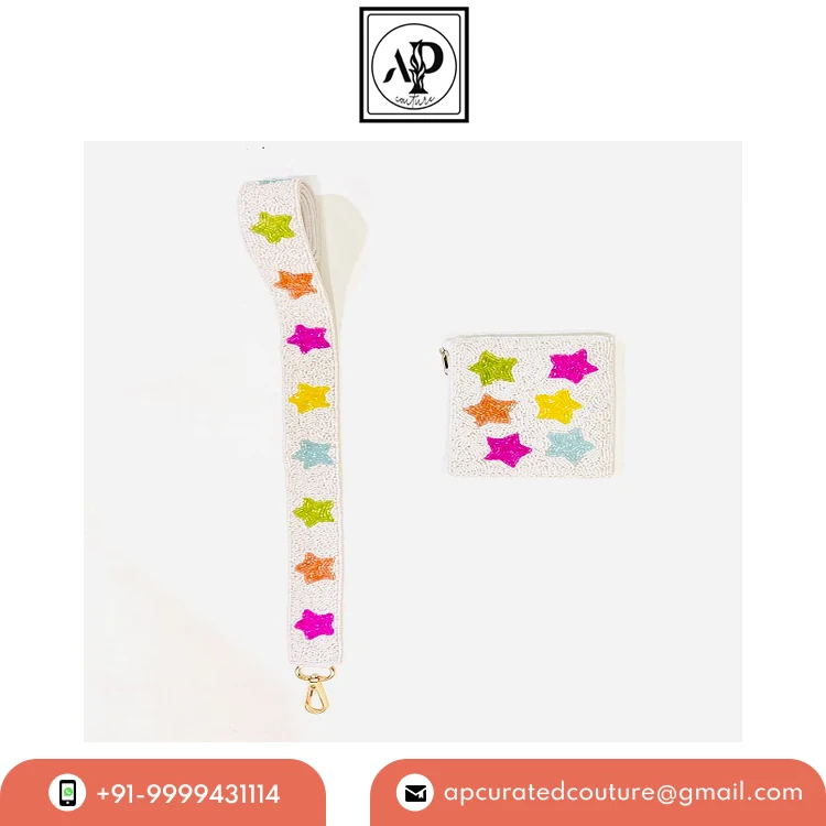 2023 Latest Arrival Festive Collection Multi-function Canvas Fabric and Beads Coin Purse Makeup Organizer for Bulk Buyers