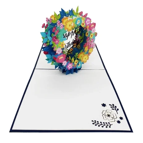 Birthday Flower Bunch Modern Style 3D Pop-Up Cards Bouquet Of 3D Pop-up Cards For Export In Bulk